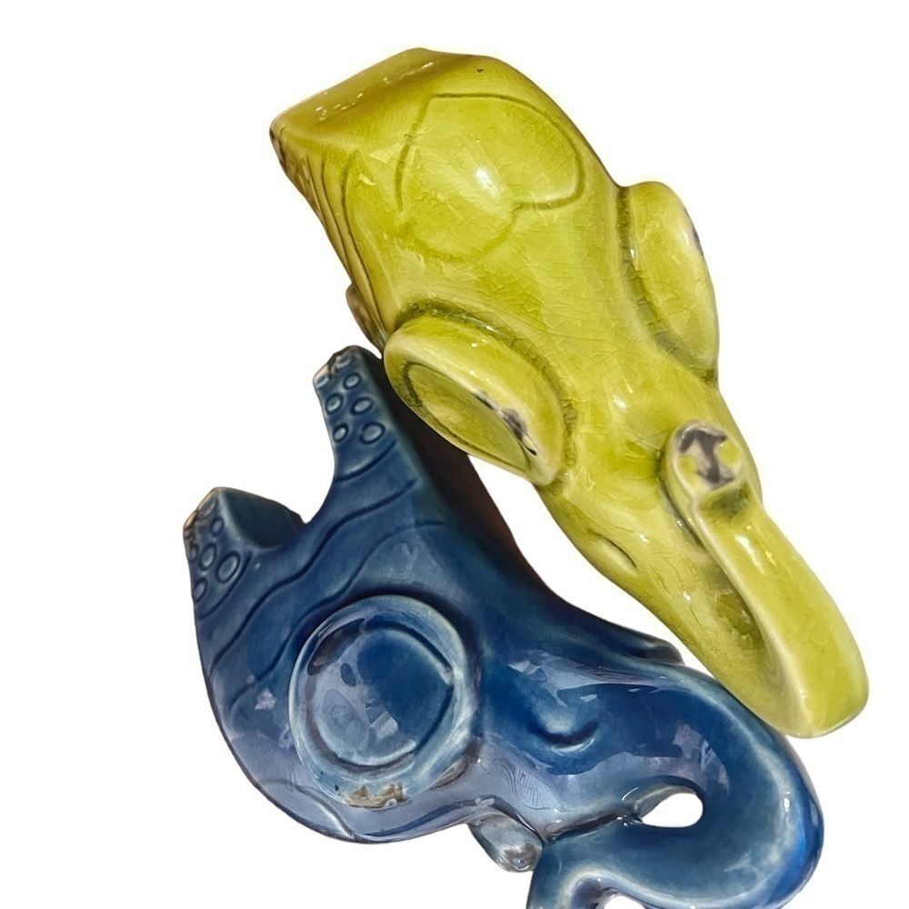 Barinas Elephant Statuaries Crackle Glaze chartreuse green glue color - Picture 9 of 12